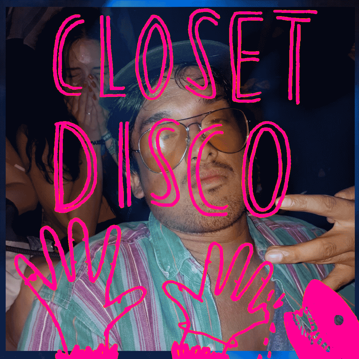 Cover for the Closet Disco 9 mixtape shows an Asain man having a good time. He is wearing pink goggles and a turquoise shirt