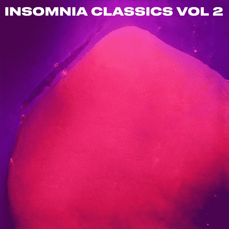 the cover of Insomnia Classics volume 2 shows a hazy, AI-altered, pink and purple image of my daughter in the womb; a cosmic blob in the slime of life