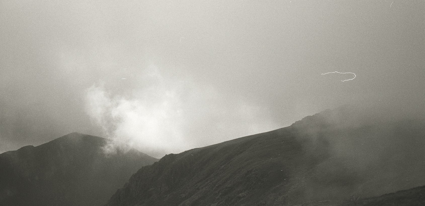 Black and white photo of a mountain in Wales